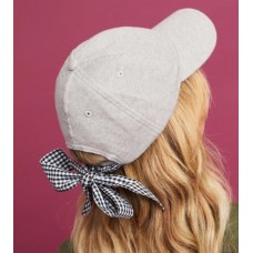 NEW Anthropologie Gray Baseball Cap With Gingham Bow Tie Hat  eb-19194652